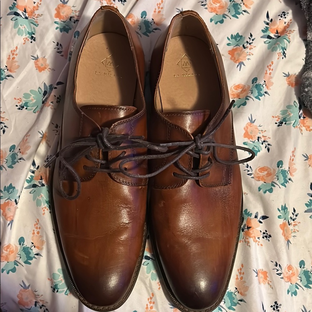 Milano Men's Brown Leather Dress Shoes
